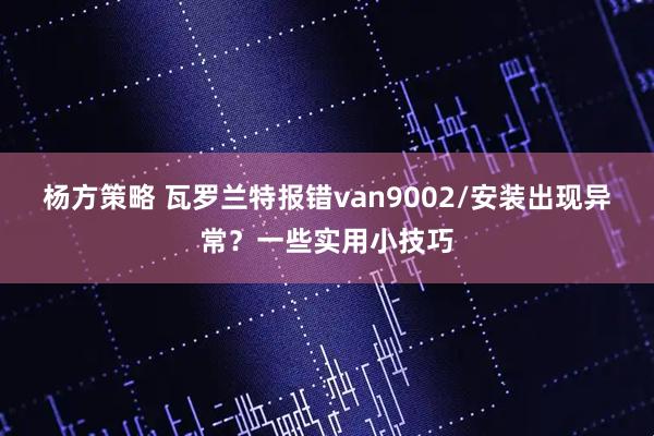 杨方策略 瓦罗兰特报错van9002/安装出现异常？一些实用小技巧