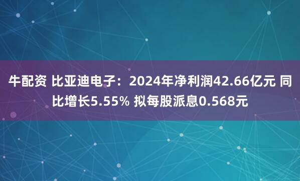 牛配资 比亚迪电子：2024年净利润42.66亿元 同比增长5.55% 拟每股派息0.568元