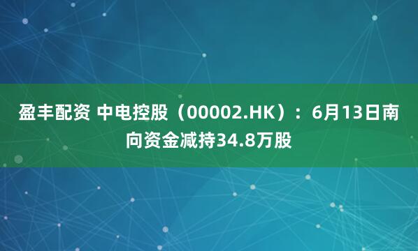 盈丰配资 中电控股（00002.HK）：6月13日南向资金减持34.8万股